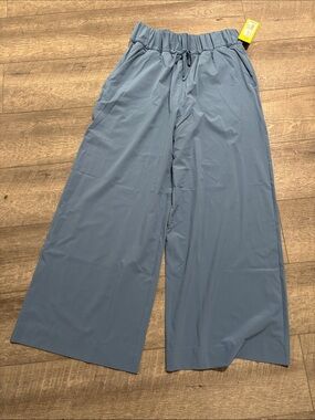 Women’s Wide-Leg Elastic Waist Pants - Dusty Blue